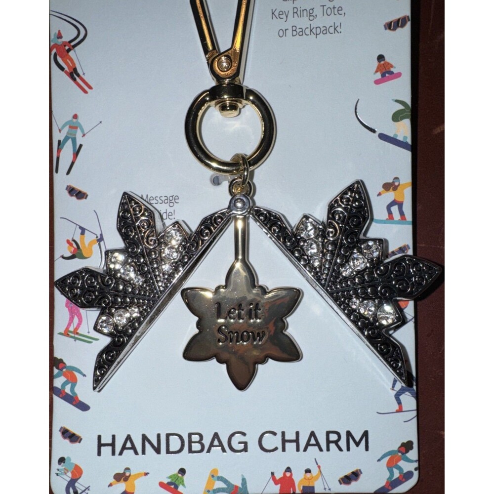 True to Form Snowflake Handbag Charm with "Let It Snow" Message Inside - Picture 2 of 5